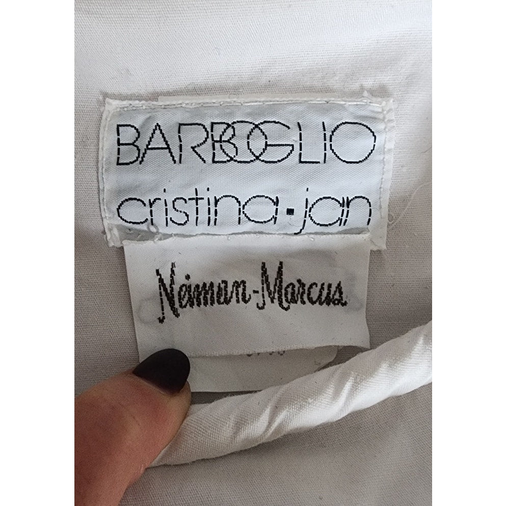 Vintage 80s Barboglio Neiman Marcus White Cotton Puff Sleeve Prairie Peasant Dress