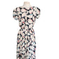 Vintage 1980s Krizia Dress Silk Puff Sleeve Open Back Geometric Abstract Midi