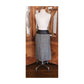 Vintage 80s Guy Laroche Boutique Pencil Skirt Gray Wool Tweed Black Leather Small