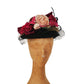 Vintage 1940s Flower Hat Black Wool Silk Floral Marshall Fields New York Creations
