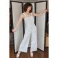 Vintage 70s Jumpsuit in White Cotton Big Pockets