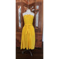Vintage 80s Sonia Rykiel Strapless Dress Yellow Cotton Button Front Sash Belt Waist