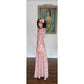Vintage 30s Vintage Pink Floral Satin Evening Gown Old Hollywood Prom Dress