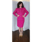 Vintage 80s St John Knit Skirt Suit Hot Pink Fuschia Santana Wool Blend