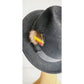 Vintage 60s Mens Fedora Stetson Hat Black Wool Orange Feather 7 3/8