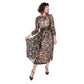 Vintage 1970s Dark Floral Print Dress Gauzy Maxi Sash Tie Belt