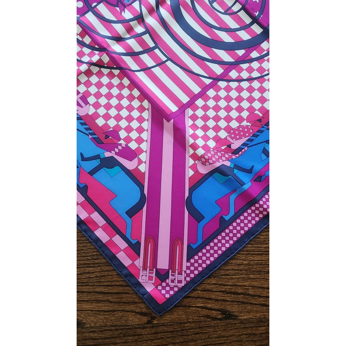 Vintage 2010s Hermes Scarf Steeple Chase Purple Silk Twill Equestrian
