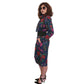 Vintage 1980s UNGARO Sac Dress Dark Floral Print Wool w/Sash Necktie / M
