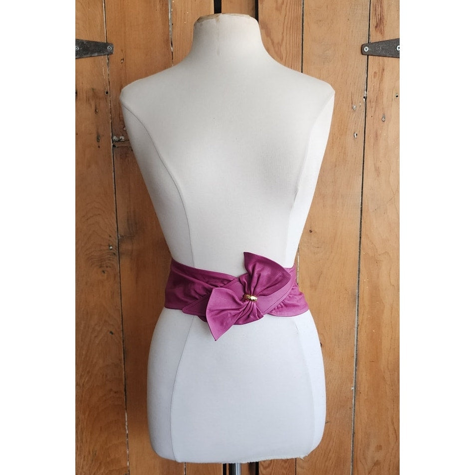 Vintage 80s Purple Leather Belt Bow Ginnie Johansen Dallas