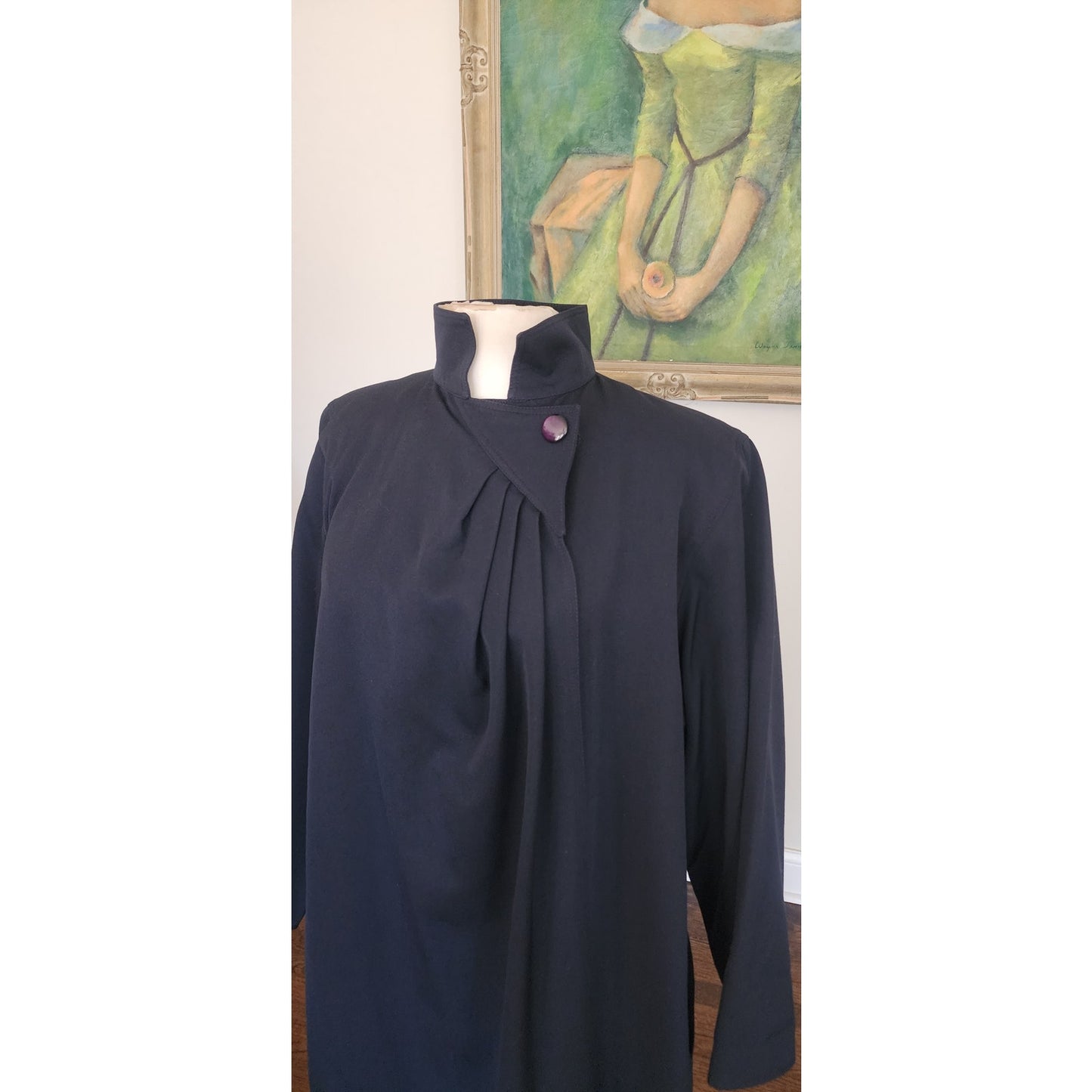 Vintage 1980s RAMOSPORT Coat Black Trench Raincoat Anne-Marie Beretta