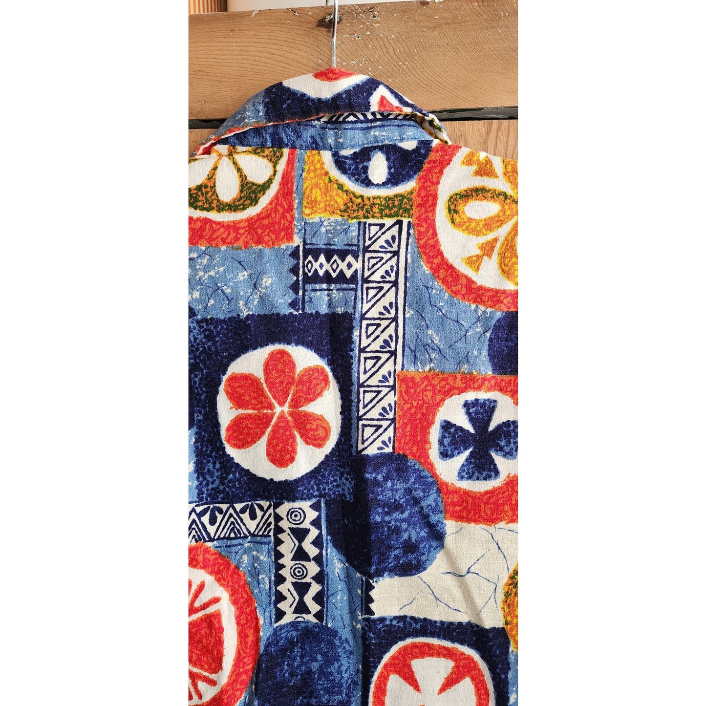 Vintage 50s Hawaiian Shirt Bark Cloth Tiki Print