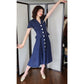 Vintage 40s Navy Blue Summer Dress White Buttons Shawl Collar