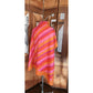 Vintage 70s Liberty of London Silk Scarf Large Orange Pink Diagonal Stripe
