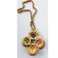 Vintage 70s Castlecliff Pendant Necklace Larry Vrba Aztec Maltese Cross Pre-Columbian Inspired