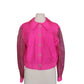 Vintage 90s Pink Silk Jacket Sheer Sleeves Flower Buttons Victoria March Chicago Designer