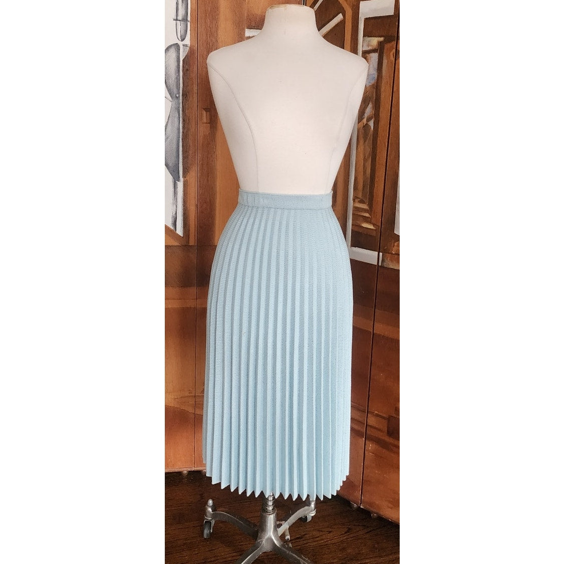 Vintage 70s St John Santana Knit Suit Baby Blue w/Blouse RARE