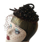 Vintage 1950s Hat Chanda Brown Beaded Velvet Asymmetrical Fascinator Bonwit Teller