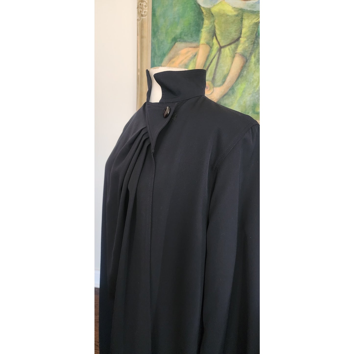 Vintage 1980s RAMOSPORT Coat Black Trench Raincoat Anne-Marie Beretta