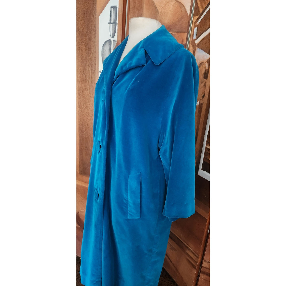 Vintage 1960s Blue Velvet Swing Coat Blue Velvet by Marguerite Rubel San Francisco