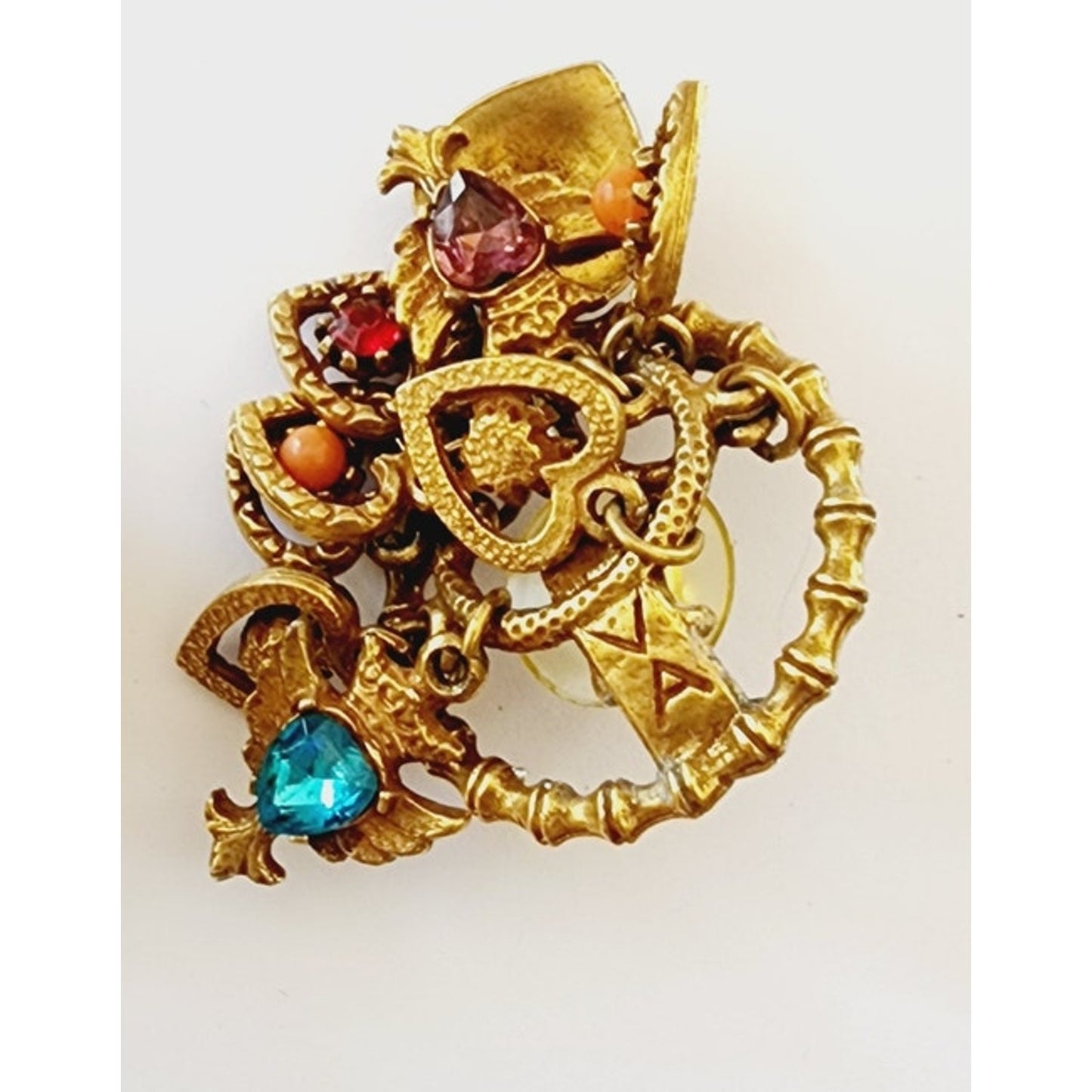 Vintage Charm Earrings Signed VA Goldtone