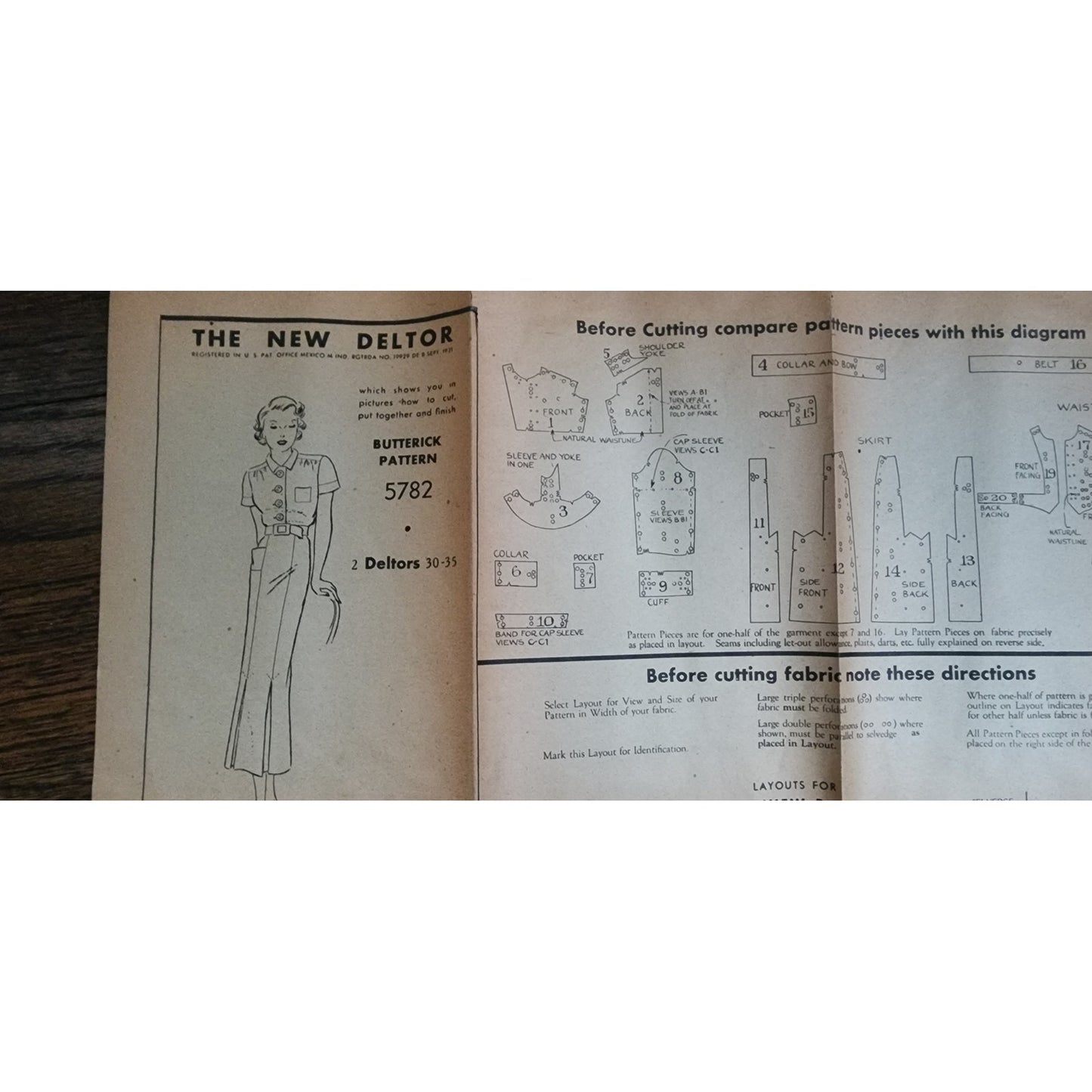 Vintage 1930s Dress Sewing Pattern ORIGINAL Butterick 5782 Junior Miss Frock UNCUT