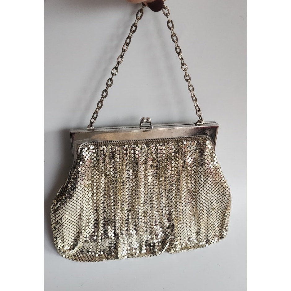 Vintage 50s Bag Silver Mesh Party Purse Whiting Davis