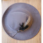 Vintage 1970s Brown Wool Ladies Hat w/Feather Wide Brim
