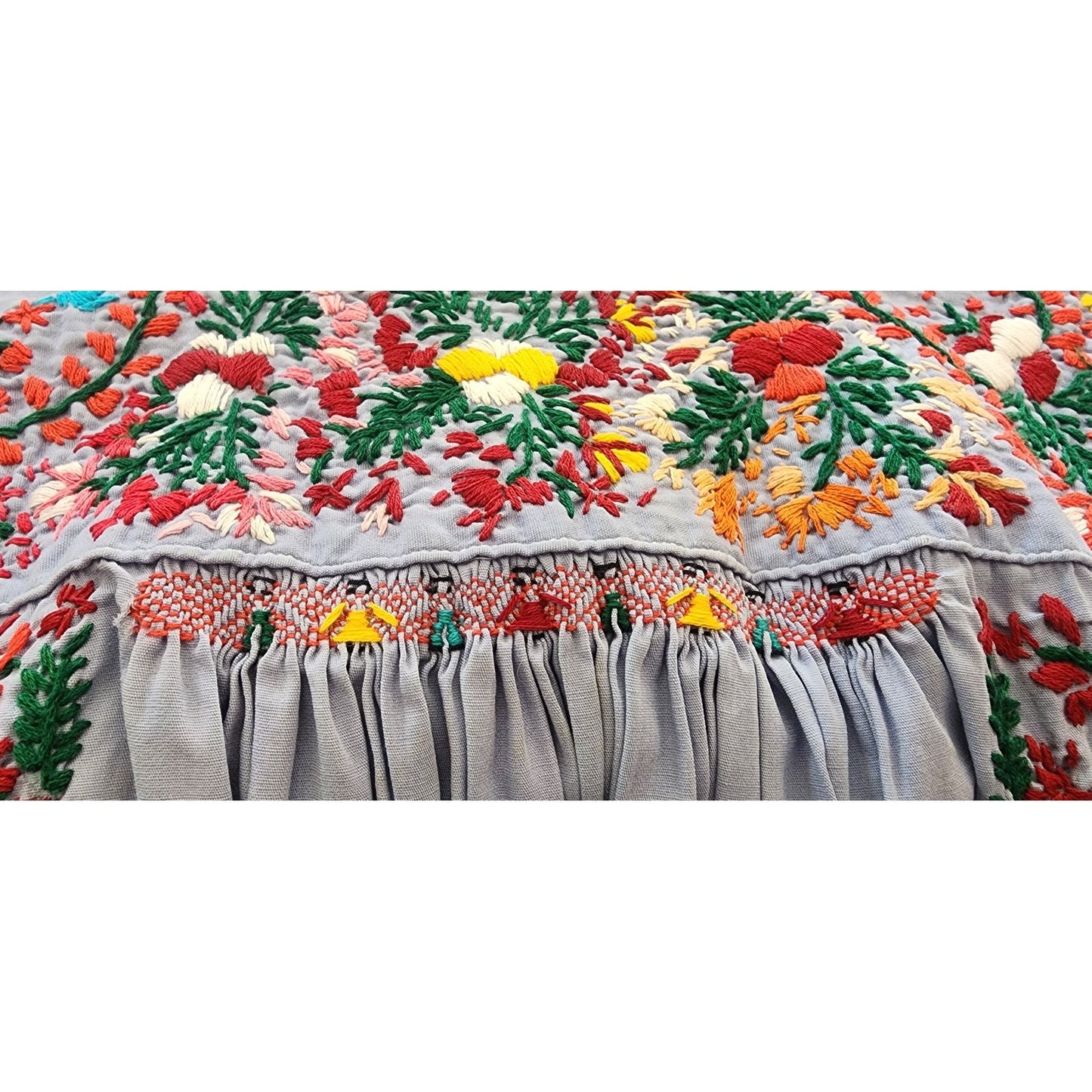 Vintage 1970s Oaxaca Mexico Shirt Peasant Blouse  Embroidered Folk Art
