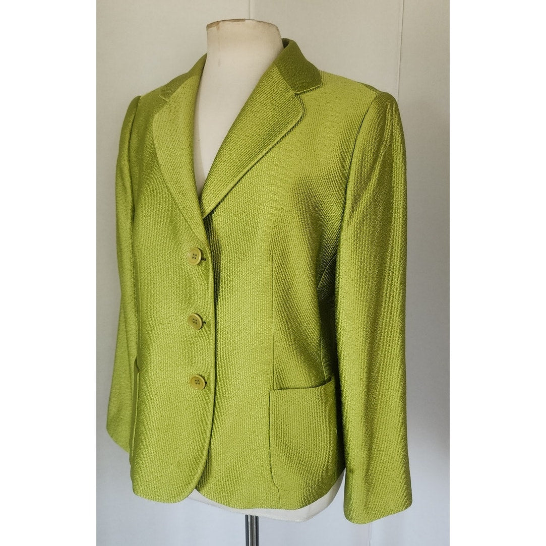 Vintage 2005 Armani Collezioni Blazer Textured Lime Green Jacket Size 16