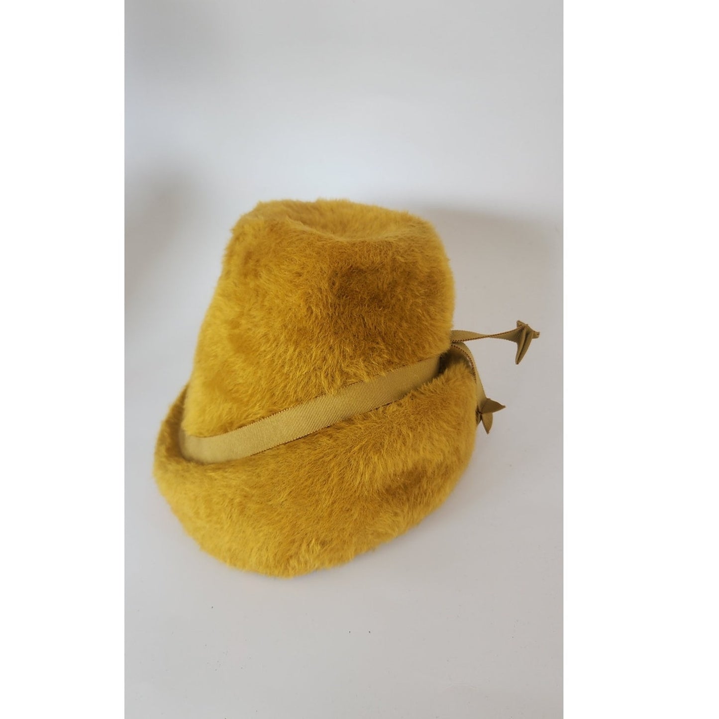 Vintage 1960s Yellow Hat Sally Victor Fuzzy Wool Mod