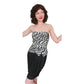 Vintage 1980s AJ Bari Strapless Dress Bolero Jacket Suit Set Zebra Print Black White Silk / M