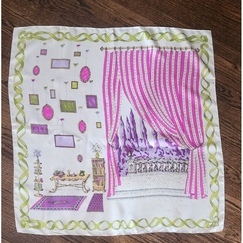 Vintage Emilio Pucci "Villa Toscana" 1957 Silk Scarf Archive-Identified, First-Decade Design
