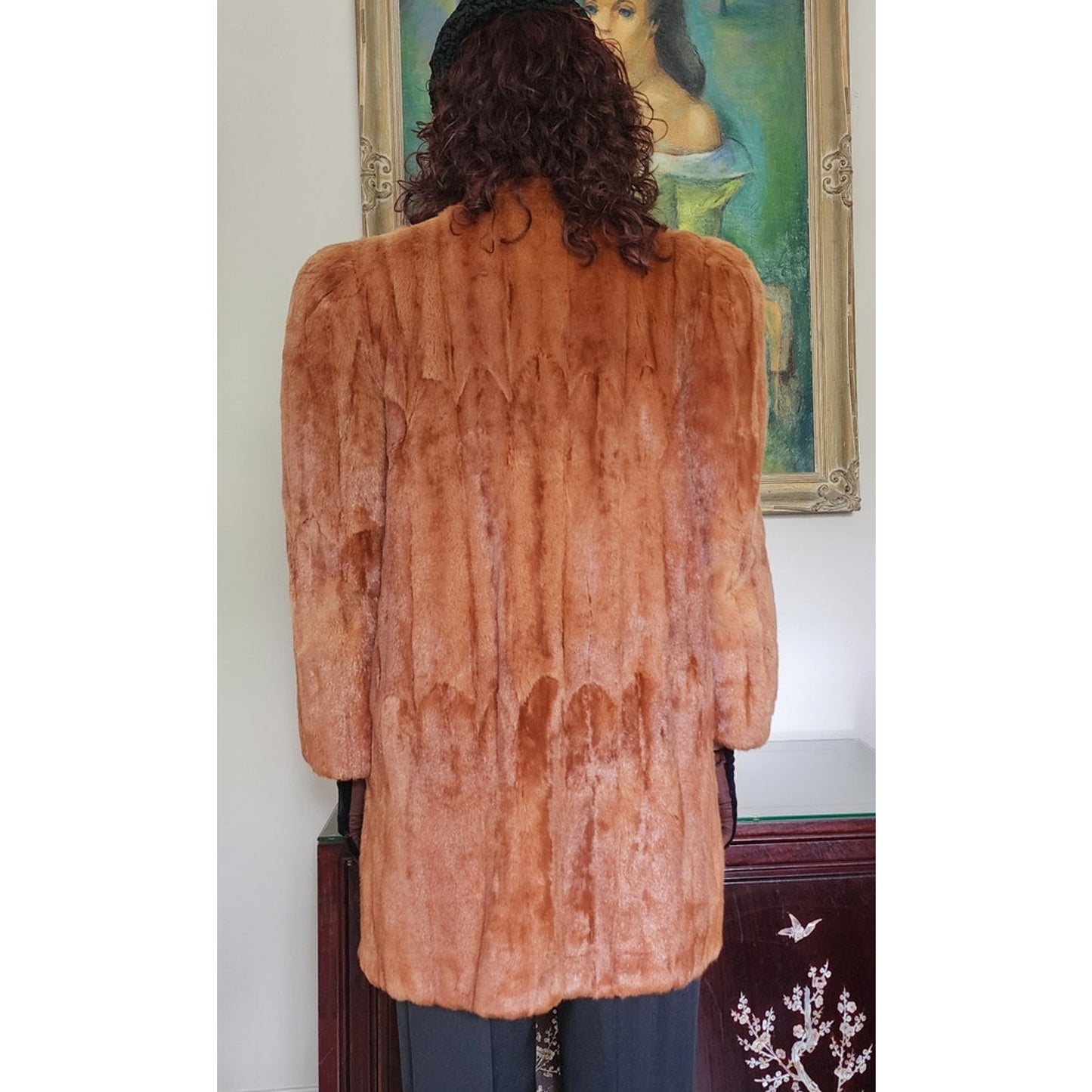 Vintage 40s Brown Ermine Fur Coat Hip Length Victory Furs Chicago