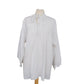 Antique Edwardian Poet's Blouse White Cotton Tunic Shirt w/ Embroidered Crochet Lace Sash Tie