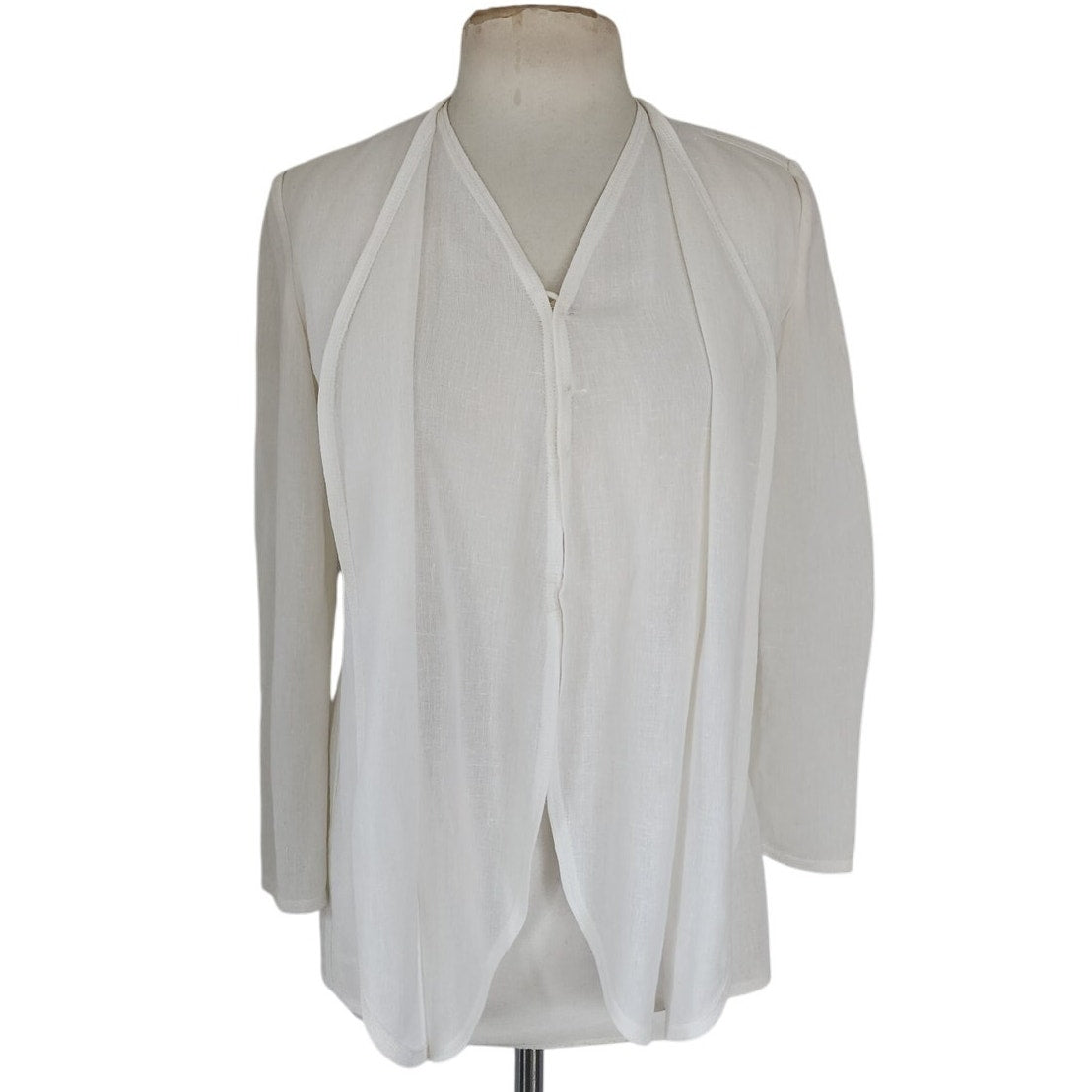 Vintage 90s GIORGIO ARMANI BLACK LABEL Jacket White Linen Blazer / Medium