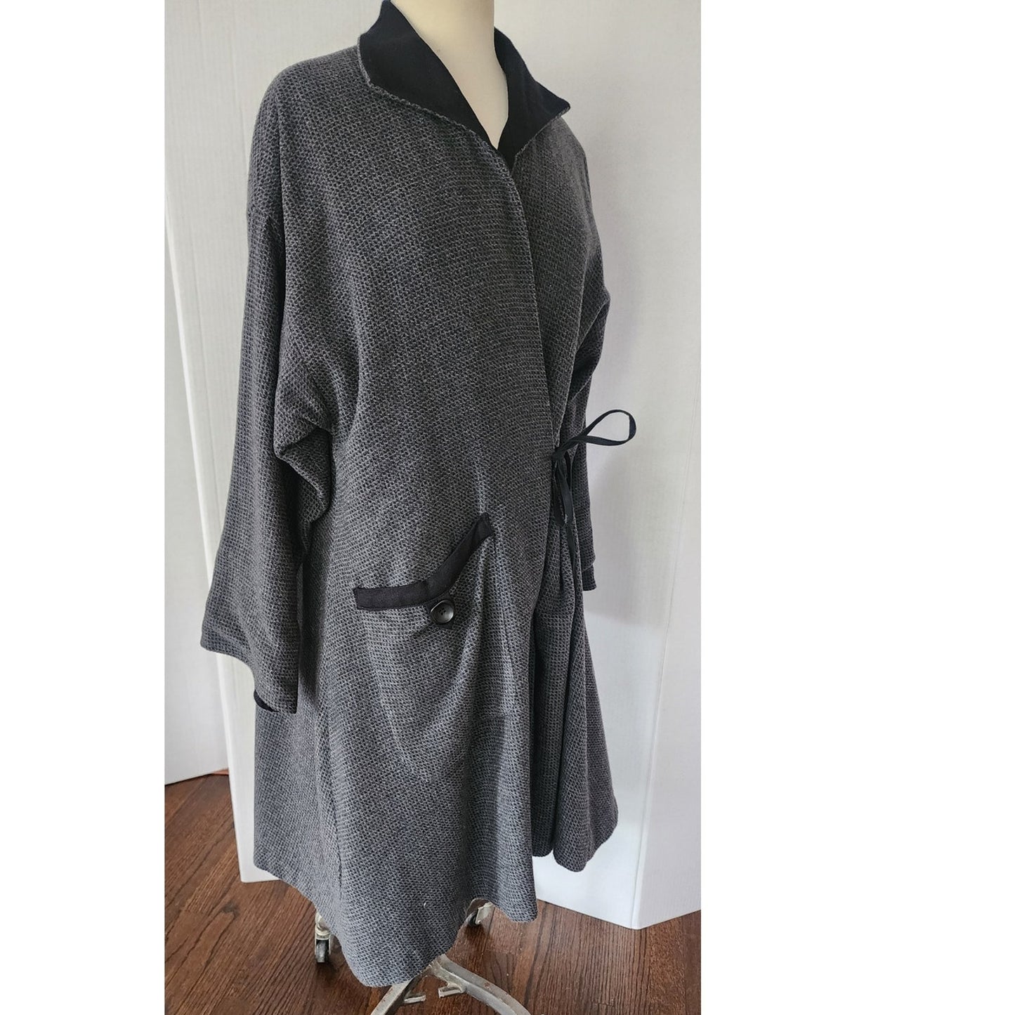 Vintage 1990s Gray Coat Wrap Style Asymmetrical Studio 90 / Medium
