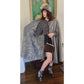Vintage 60s Cape Coat Gray Wool Cloak w/Fuzzy Liner Mod Style / Med