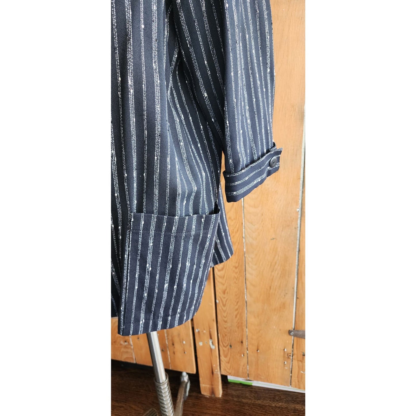 Vintage 80s Blazer Black Pinstripe Print by Mitchell