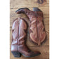 Vintage Dan Post Women's Cowboy Boots Embroidered Brown Leather & Suede Size 7 1/2