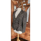 Vintage 2000s Armani Blazer Gray Gold Boucle Tweed Peplum Fitted Jacket / L