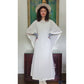 Vintage 70s White Maxi Dress Openwork Crochet Bridal Dress w/Capelet
