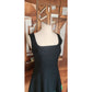 Vintage 1990s Designer Sleeveless Dress Raw Silk Black Green Victoria March Chicago