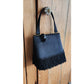 Vintage 60s Black Handbag Silk Fringe Mod