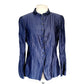 Vintage 2000s Armani Blazer Crinkled Metallic Blue Jacket Size 16