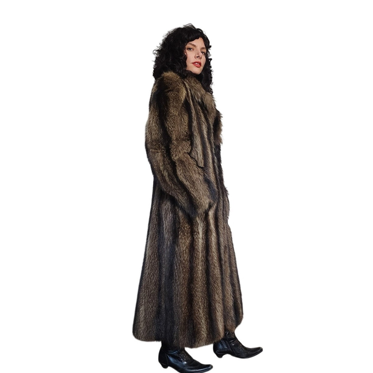 Vintage 1970s Fur Coat Silver Tipped Raccoon Womens Large / Mens Medium
