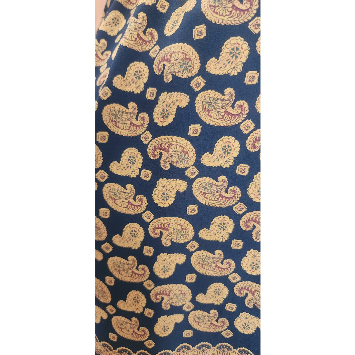 Vintage 1990s DKNY Scarf Black Gold Paisley Print Silk Oblong Fringe Donna Karan