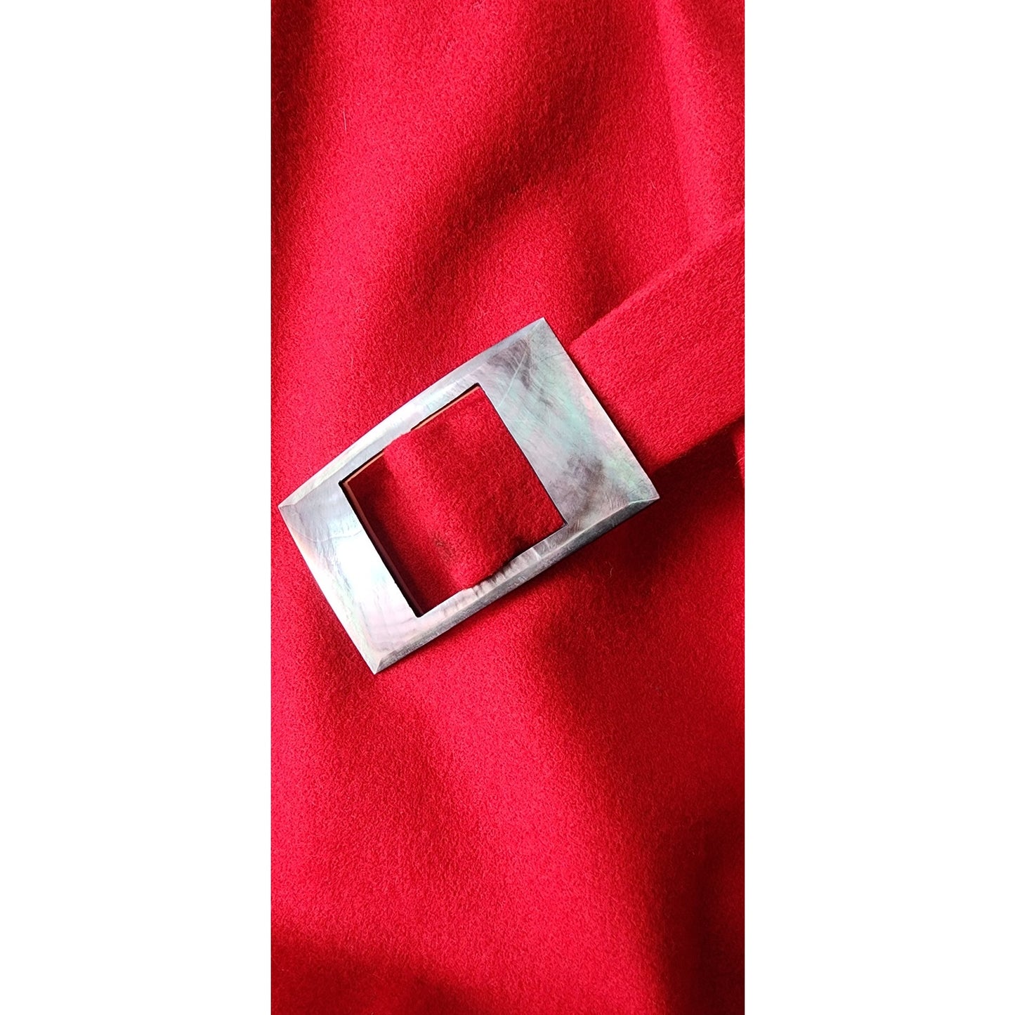 Vintage 1980s Red Wool Knee Skirt Guy Laroche Boutique Paperbag Waist + Belt