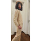 Vintage 90s Sonia Rykiel Velour Track Suit Beige w/Gold Buttons
