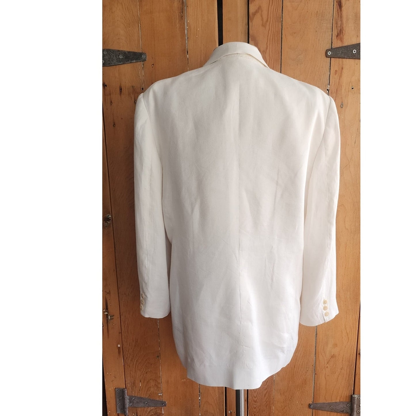 Vintage 1990s DKNY White Linen Pant Suit w/Drawstring Waist / M - L