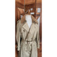 Vintage 80s Lytton's Threadneedle Chicago Mens Beige Trench Rain Coat Belted Wool Collar